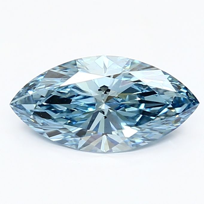 Lab-Grown Marquise Diamond - 1.23 Carats, Fancy Vivid Blue Color, VVS2 Clarity - Certified by IGI - Report Number: LG635465487