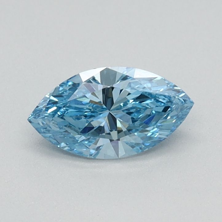 Lab-Grown Marquise Diamond - 0.33 Carats, Fancy Vivid Blue Color, VS1 Clarity - Certified by IGI - Report Number: LG584356991