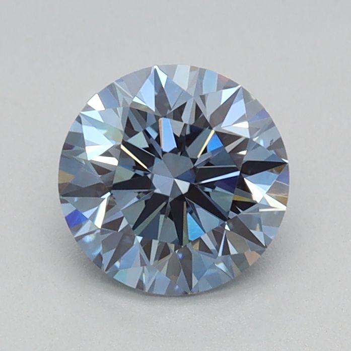 Lab-Grown Round Diamond - 0.64 Carats, Fancy Vivid Blue Color, VS1 Clarity - Certified by IGI - Report Number: LG655413492