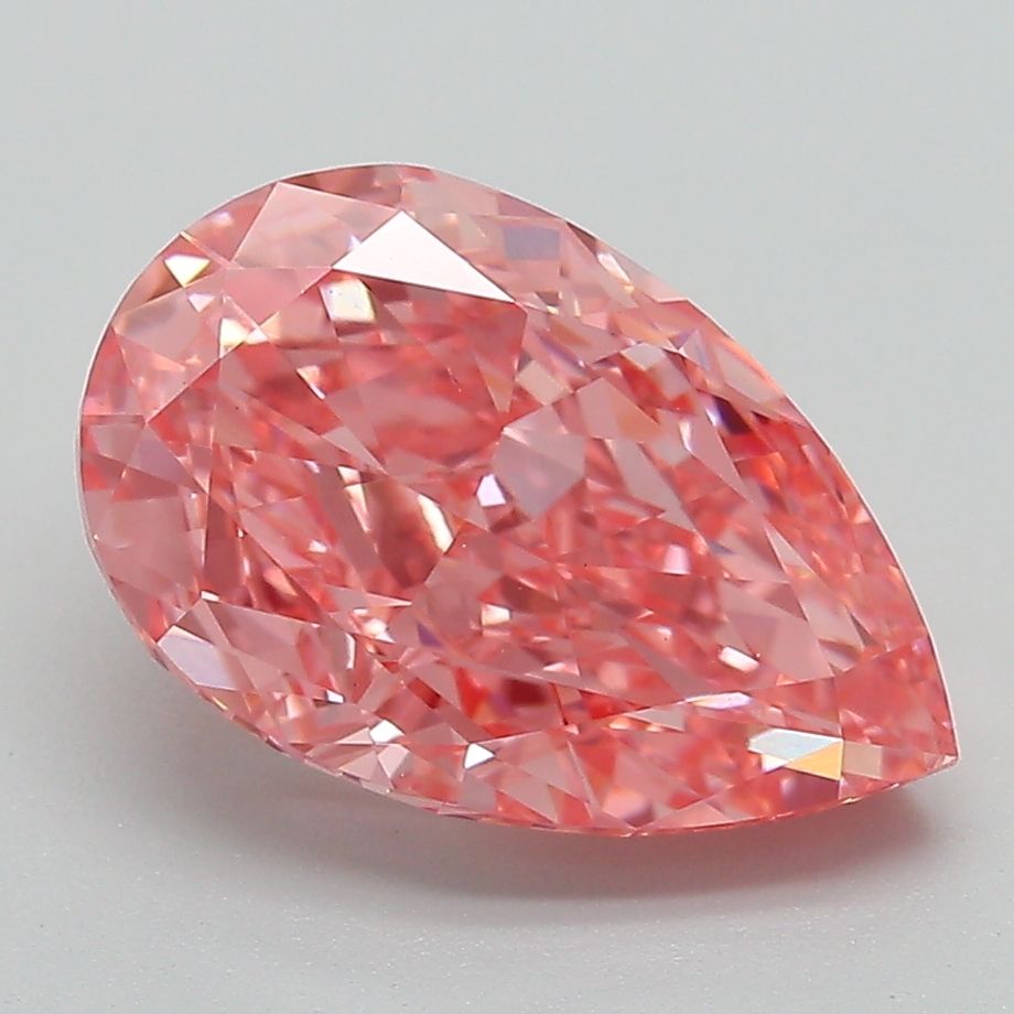 Lab-Grown Pear Diamond - 3.48 Carats, Fancy Vivid Pink Color, VS1 Clarity - Certified by IGI - Report Number: LG669403923