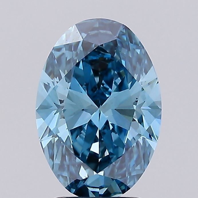 Lab-Grown Oval Diamond - 3.03 Carats, Fancy Vivid Blue Color, VS1 Clarity - Certified by IGI - Report Number: LG675557418