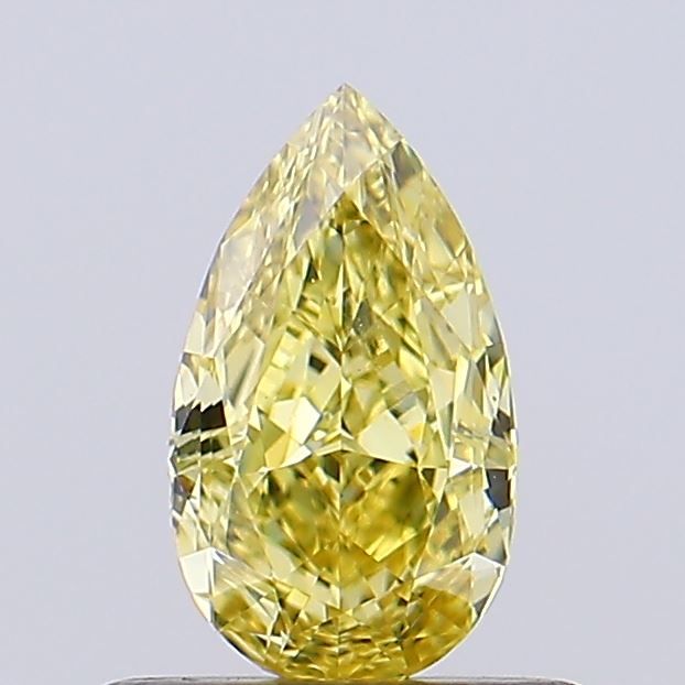 Lab-Grown Pear Diamond - 0.57 Carats, Fancy Vivid Yellow Color, VVS2 Clarity - Certified by IGI - Report Number: LG636425130