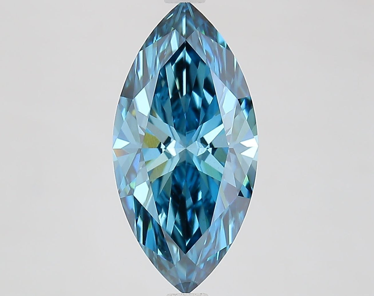 Lab-Grown Marquise Diamond - 3.17 Carats, Fancy Vivid Blue Color, VS1 Clarity - Certified by IGI - Report Number: LG686501953