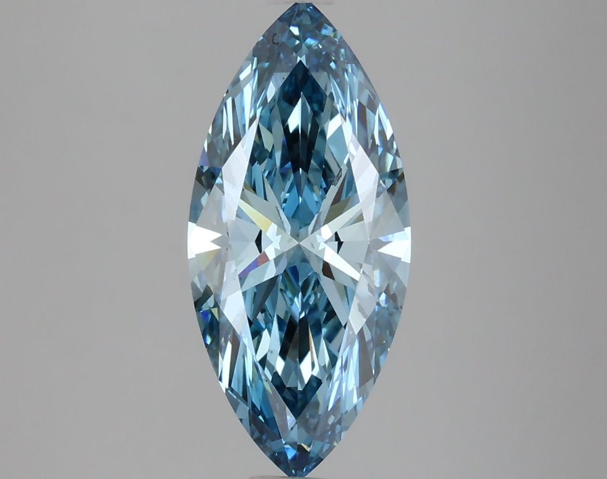 Lab-Grown Marquise Diamond - 2.55 Carats, Fancy Vivid Blue Color, VS2 Clarity - Certified by IGI - Report Number: LG629497907