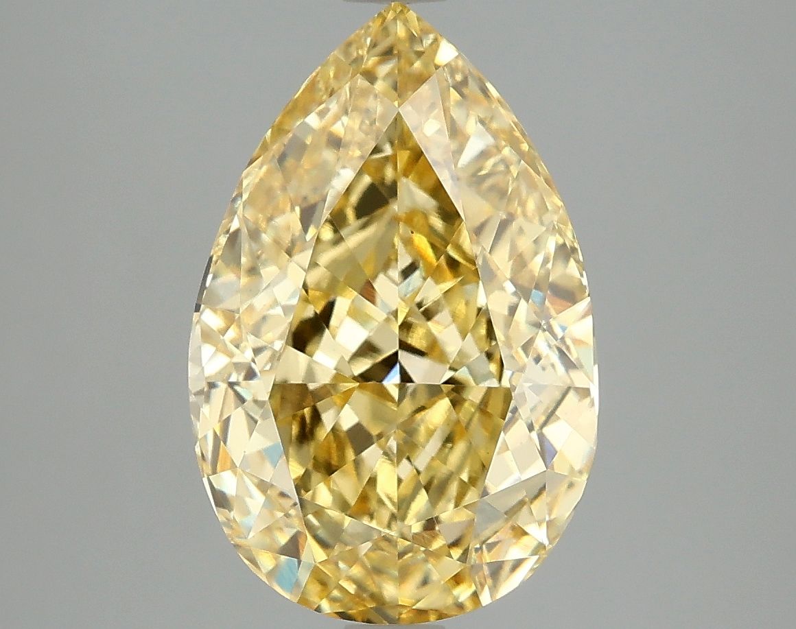 Lab-Grown Pear Diamond - 4.85 Carats, Fancy Vivid Yellow Color, VS1 Clarity - Certified by IGI - Report Number: LG660418719