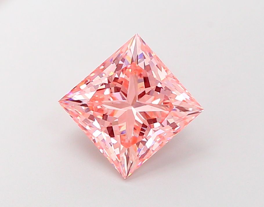 Lab-Grown Princess Diamond - 3.54 Carats, Fancy Vivid Pink Color, VS1 Clarity - Certified by IGI - Report Number: LG681557566