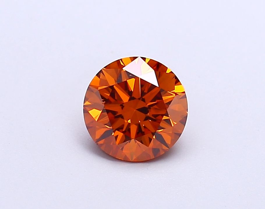 Lab-Grown Round Diamond - 0.98 Carats, Fancy Vivid Orange Color, VS2 Clarity - Certified by IGI - Report Number: LG671439865