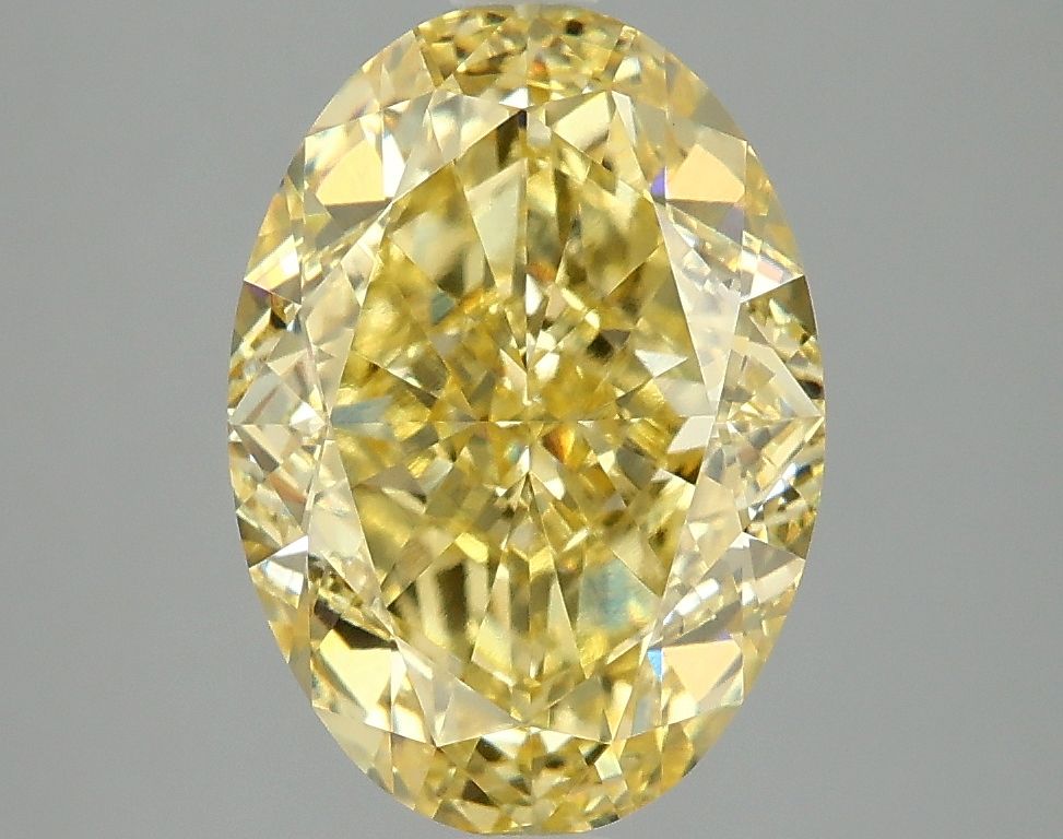Lab-Grown Oval Diamond - 4.09 Carats, Fancy Vivid Yellow Color, VVS2 Clarity - Certified by IGI - Report Number: LG678556239