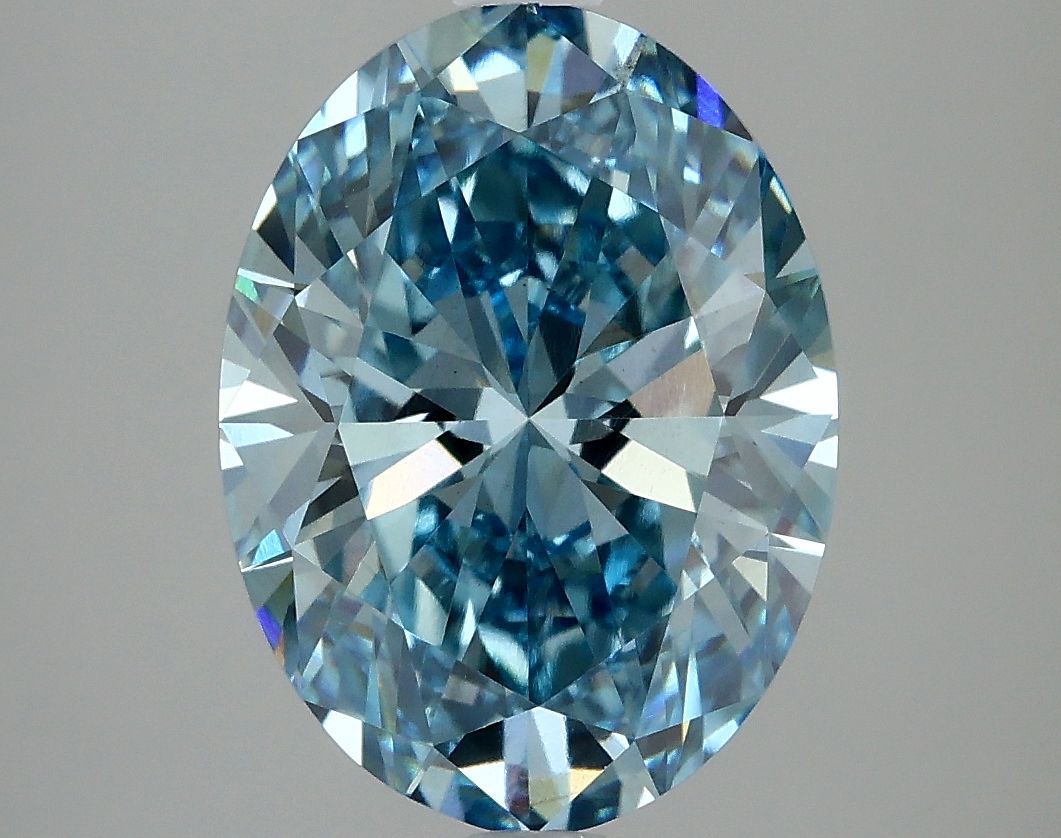 Lab-Grown Oval Diamond - 4.0 Carats, Fancy Vivid Blue Color, VS1 Clarity - Certified by IGI - Report Number: LG637461428