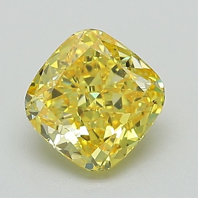Lab-Grown Cushion Diamond - 1.03 Carats, Fancy Vivid Yellow Color, VVS2 Clarity - Certified by IGI - Report Number: LG683531964