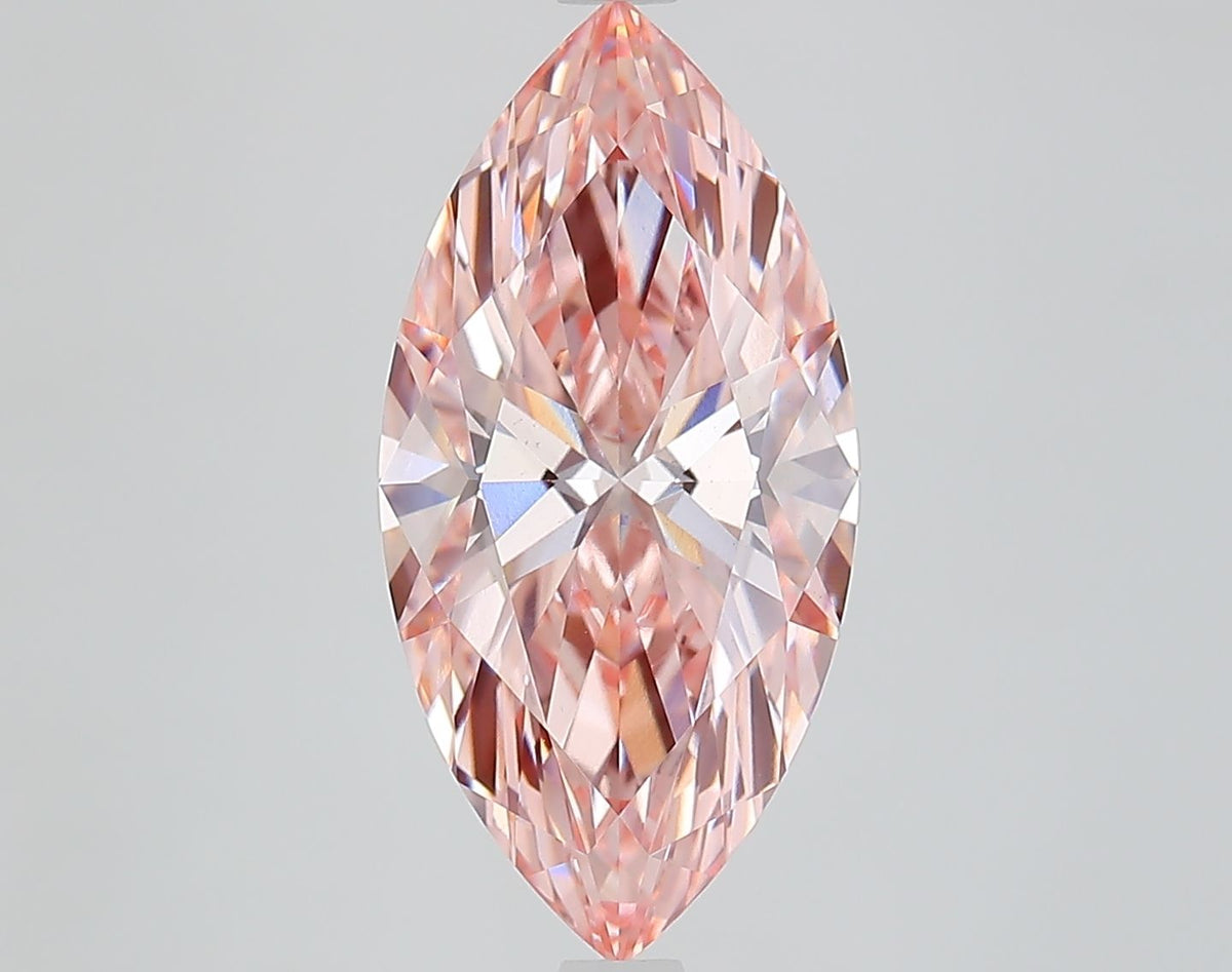 Lab-Grown Marquise Diamond - 4.06 Carats, Fancy Intense Pink Color, VS1 Clarity - Certified by IGI - Report Number: LG650494279