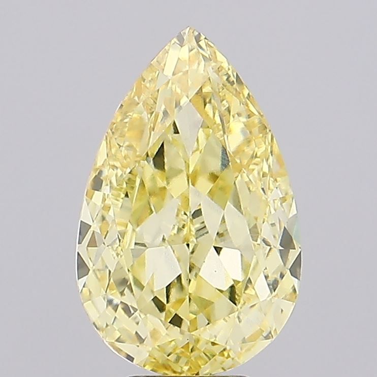 Lab-Grown Pear Diamond - 6.36 Carats, Fancy Vivid Yellow Color, VS1 Clarity - Certified by IGI - Report Number: LG660470972