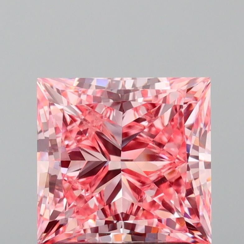 Lab-Grown Princess Diamond - 2.01 Carats, Fancy Vivid Pink Color, VS1 Clarity - Certified by IGI - Report Number: LG639416056