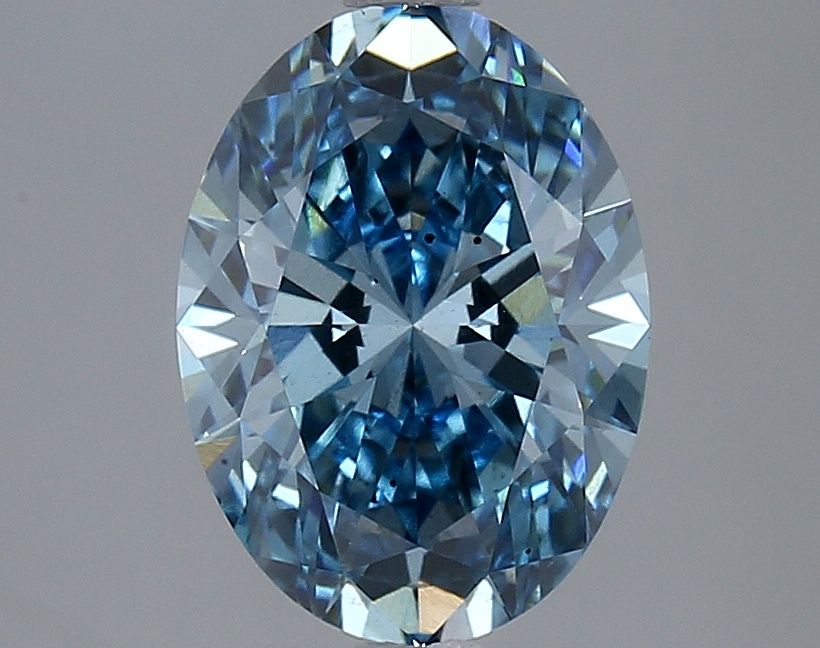 Lab-Grown Oval Diamond - 2.47 Carats, Fancy Vivid Blue Color, VS2 Clarity - Certified by IGI - Report Number: LG633423993