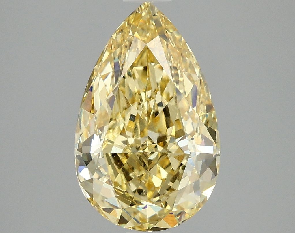 Lab-Grown Pear Diamond - 3.04 Carats, Fancy Vivid Yellow Color, VVS2 Clarity - Certified by IGI - Report Number: LG668428147