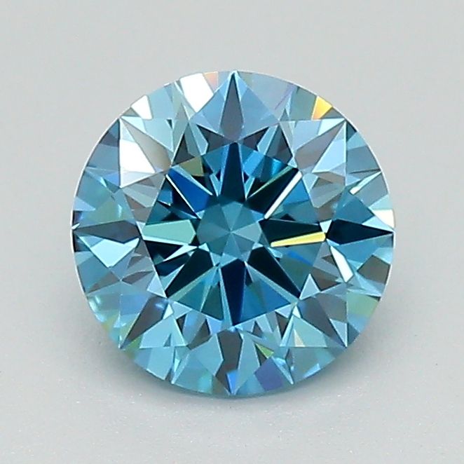 Lab-Grown Round Diamond - 1.59 Carats, Fancy Vivid Blue Color, VS1 Clarity - Certified by IGI - Report Number: LG687548378