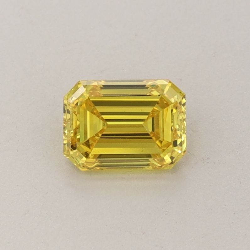 Lab-Grown Emerald Diamond - 0.51 Carats, Fancy Vivid Yellow Color, VS1 Clarity - Certified by IGI - Report Number: LG572331324