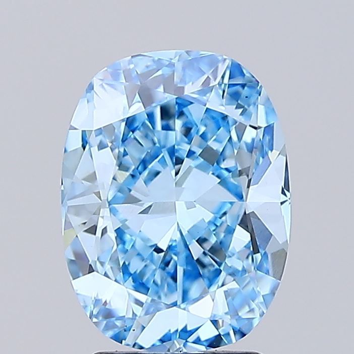 Lab-Grown Cushion Diamond - 3.05 Carats, Fancy Vivid Blue Color, VS1 Clarity - Certified by IGI - Report Number: LG654432616
