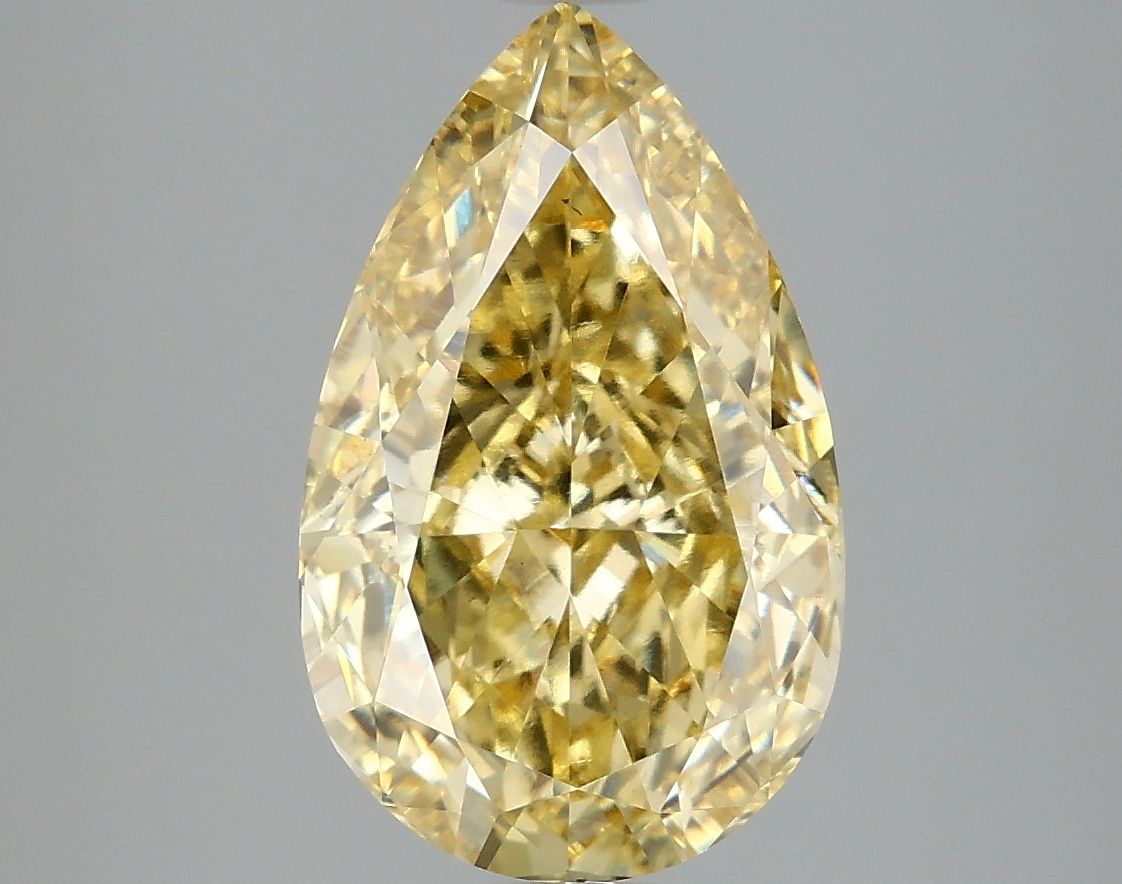 Lab-Grown Pear Diamond - 3.97 Carats, Fancy Vivid Yellow Color, VS2 Clarity - Certified by IGI - Report Number: LG660418738