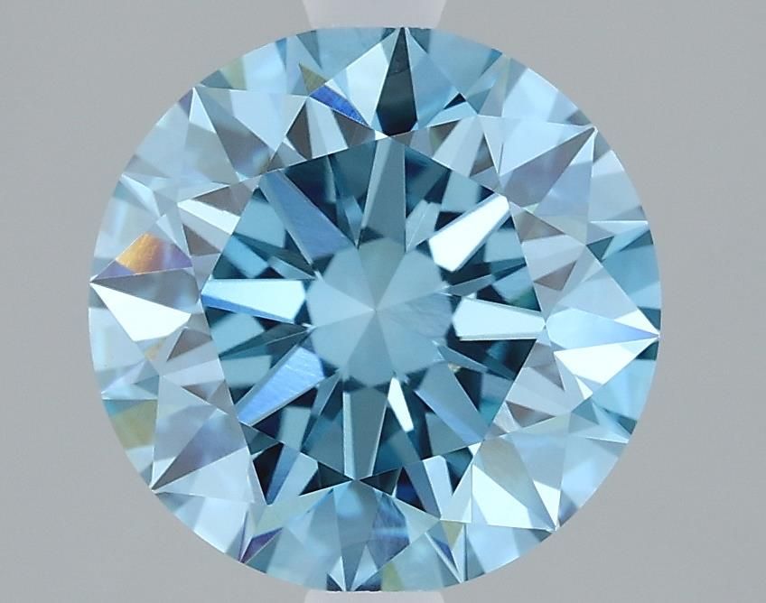 Lab-Grown Round Diamond - 2.1 Carats, Fancy Vivid Blue Color, VVS2 Clarity - Certified by IGI - Report Number: LG610317312
