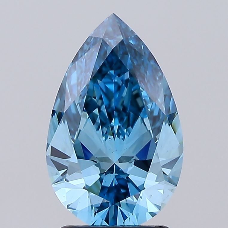 Lab-Grown Pear Diamond - 2.0 Carats, Fancy Vivid Blue Color, VS2 Clarity - Certified by IGI - Report Number: LG557220988