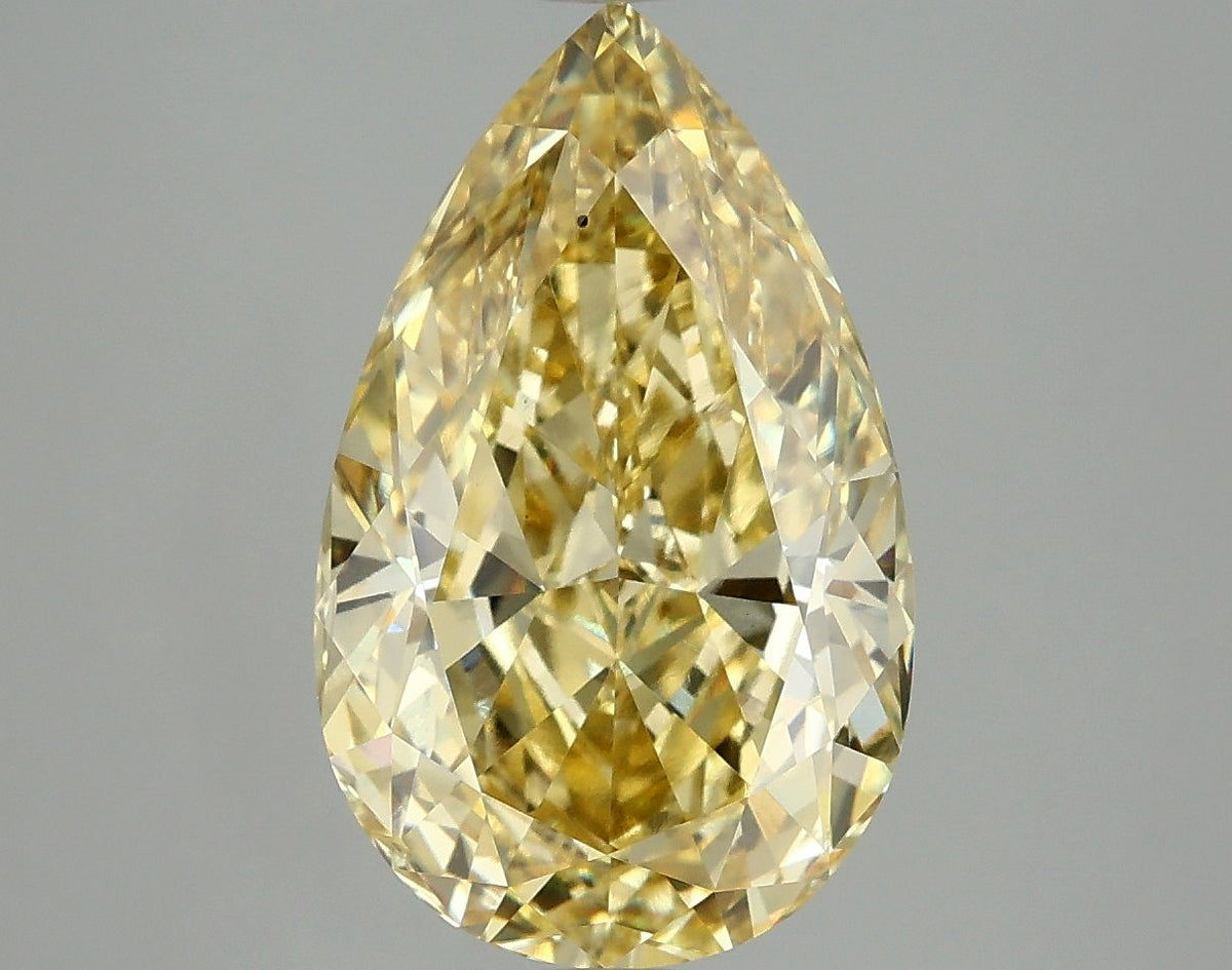 Lab-Grown Pear Diamond - 4.89 Carats, Fancy Vivid Yellow Color, VS2 Clarity - Certified by IGI - Report Number: LG660418727