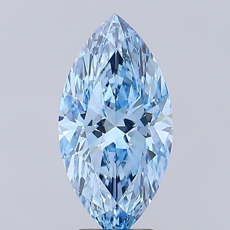Lab-Grown Marquise Diamond - 3.02 Carats, Fancy Vivid Blue Color, VVS2 Clarity - Certified by IGI - Report Number: LG623483039