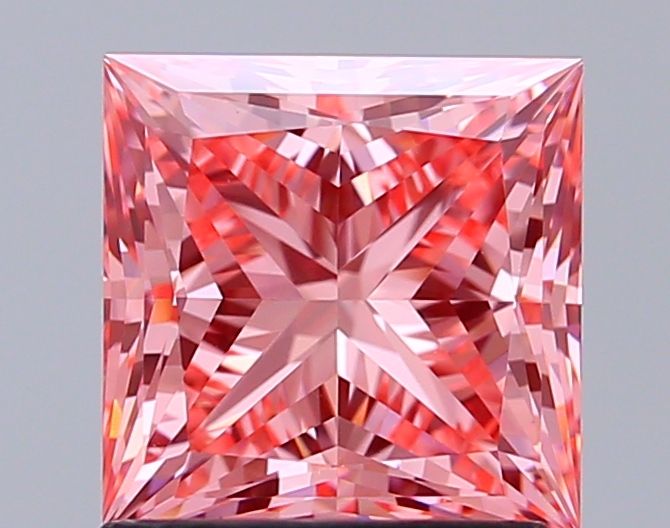 Lab-Grown Princess Diamond - 1.55 Carats, Fancy Vivid Pink Color, VVS2 Clarity - Certified by IGI - Report Number: LG692582316