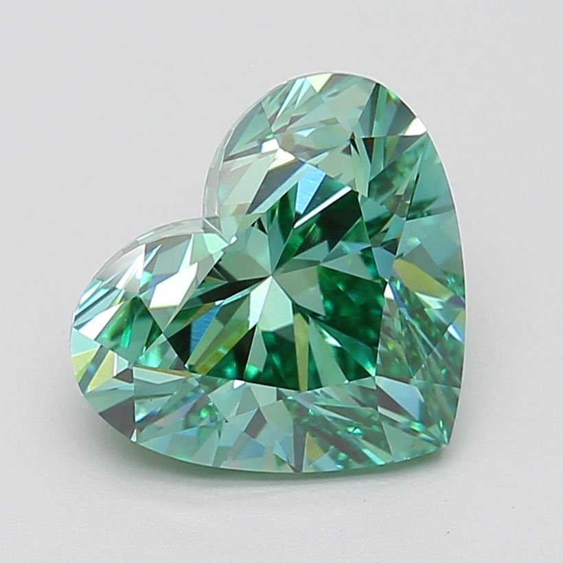 Lab-Grown Heart Diamond - 4.0 Carats, Fancy Vivid Green Color, VVS2 Clarity - Certified by IGI - Report Number: LG685581329