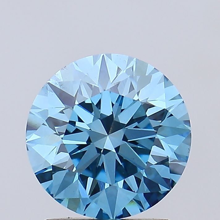 Lab-Grown Round Diamond - 1.82 Carats, Fancy Vivid Blue Color, VS1 Clarity - Certified by IGI - Report Number: LG666408817