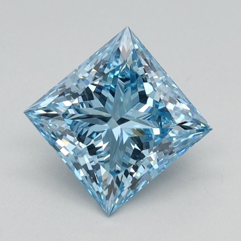 Lab-Grown Princess Diamond - 1.09 Carats, Fancy Vivid Blue Color, VVS2 Clarity - Certified by IGI - Report Number: LG613350711