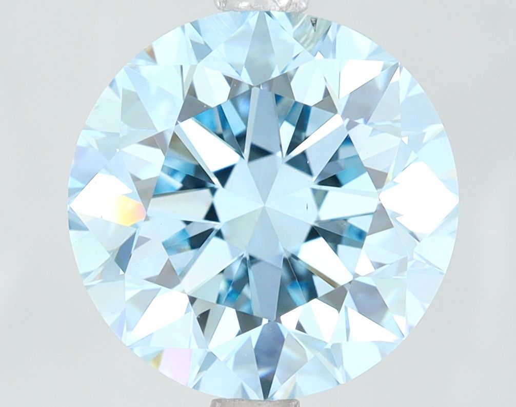 Lab-Grown Round Diamond - 4.0 Carats, Fancy Vivid Blue Color, VS1 Clarity - Certified by IGI - Report Number: LG620493577