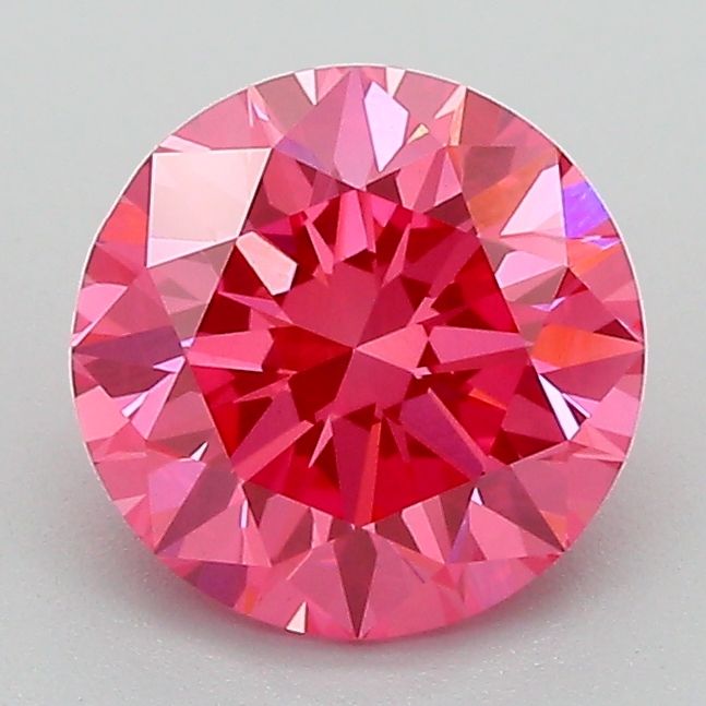 Lab-Grown Round Diamond - 1.56 Carats, Fancy Vivid Pink Color, VVS2 Clarity - Certified by IGI - Report Number: LG689532727