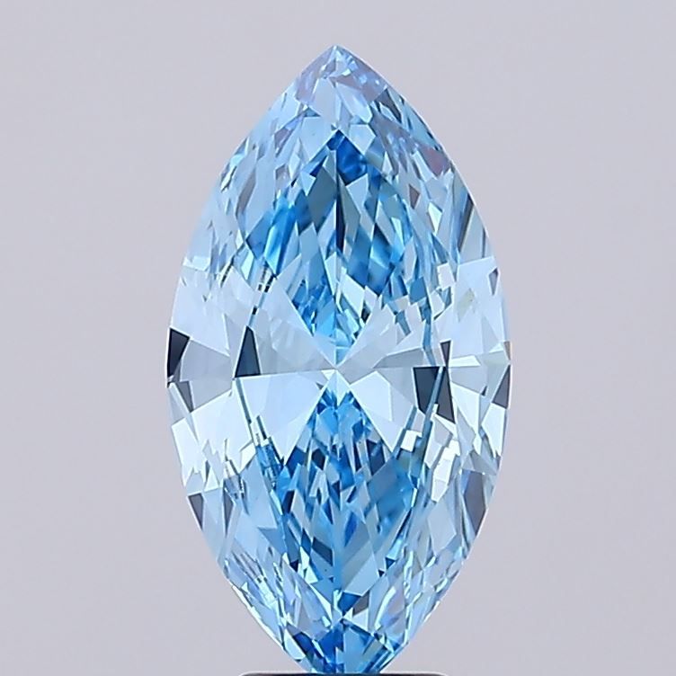 Lab-Grown Marquise Diamond - 5.01 Carats, Fancy Vivid Blue Color, VS1 Clarity - Certified by IGI - Report Number: LG689506804