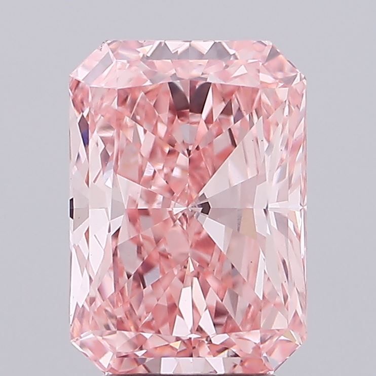 Lab-Grown Radiant Diamond - 4.0 Carats, Fancy Vivid Pink Color, VS1 Clarity - Certified by IGI - Report Number: LG685549354