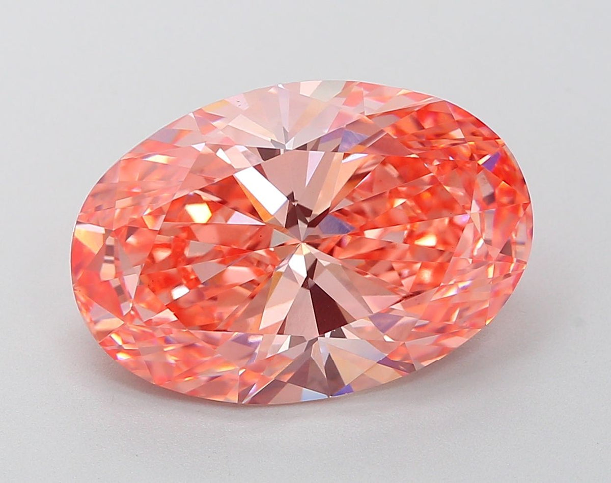Lab-Grown Oval Diamond - 8.04 Carats, Fancy Vivid Pink Color, VS1 Clarity - Certified by IGI - Report Number: LG645483763