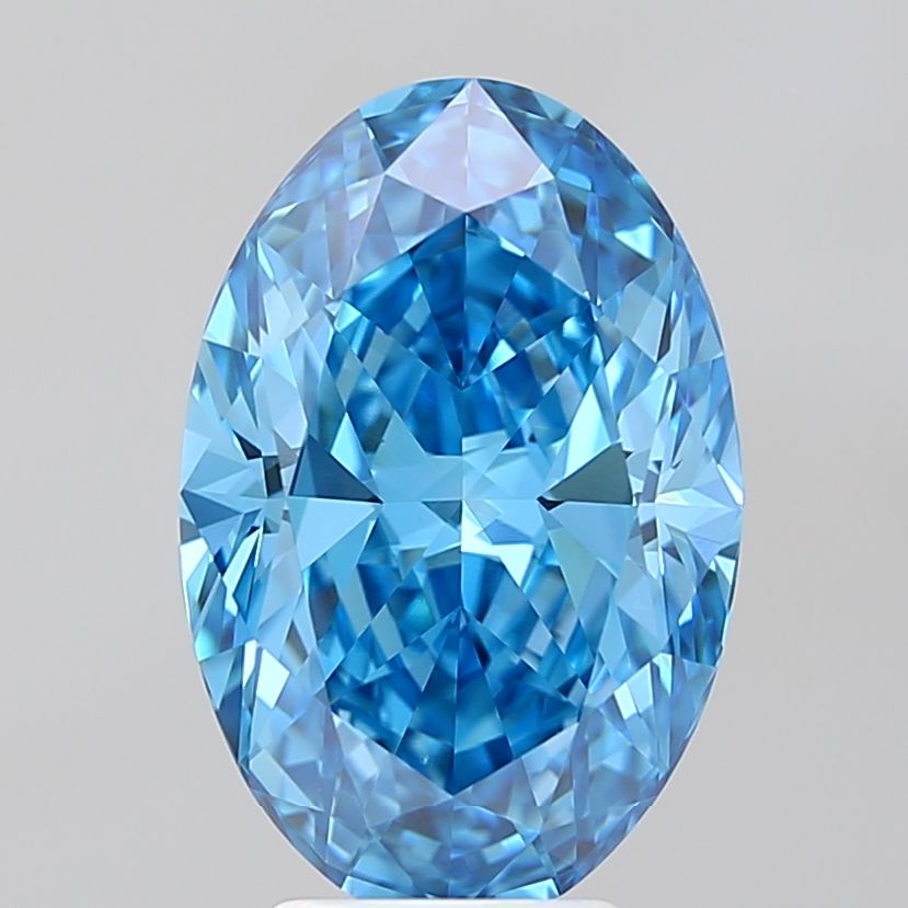 Lab-Grown Oval Diamond - 5.06 Carats, Fancy Vivid Blue Color, VS1 Clarity - Certified by IGI - Report Number: LG678528440