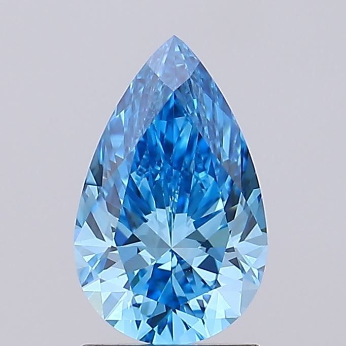 Lab-Grown Pear Diamond - 1.59 Carats, Fancy Vivid Blue Color, VVS2 Clarity - Certified by IGI - Report Number: LG677559312