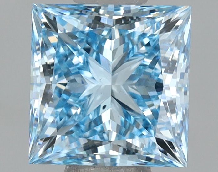 Lab-Grown Princess Diamond - 1.03 Carats, Fancy Vivid Blue Color, VS2 Clarity - Certified by IGI - Report Number: LG654408681