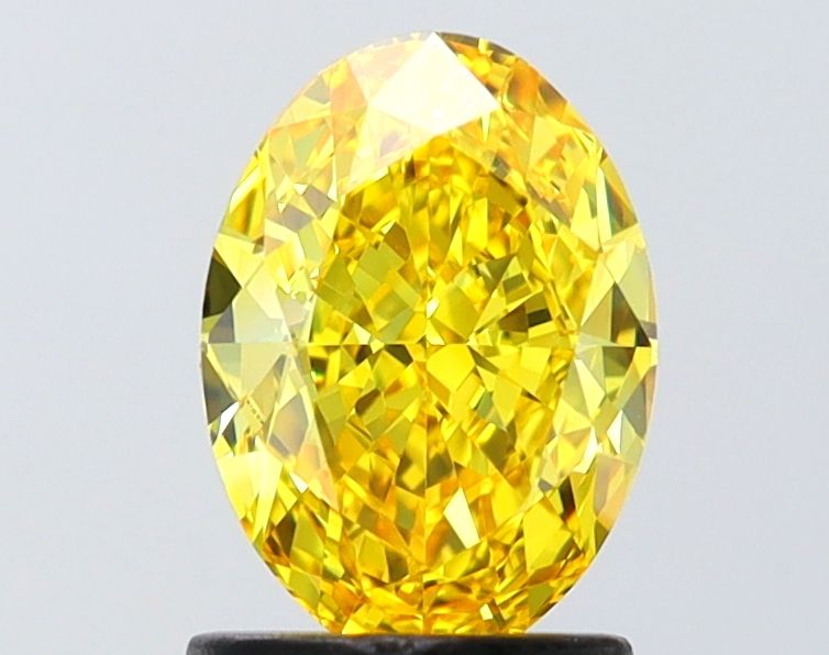 Lab-Grown Oval Diamond - 1.5 Carats, Fancy Vivid Yellow Color, VS1 Clarity - Certified by IGI - Report Number: LG654470191