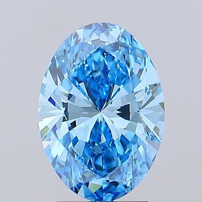 Lab-Grown Oval Diamond - 2.52 Carats, Fancy Vivid Blue Color, VS1 Clarity - Certified by IGI - Report Number: LG689507549