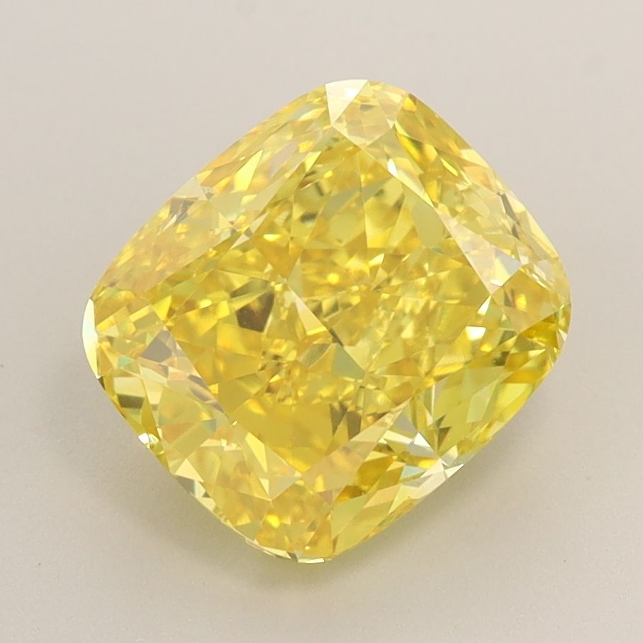 Lab-Grown Cushion Diamond - 3.03 Carats, Fancy Vivid Yellow Color, VVS2 Clarity - Certified by IGI - Report Number: LG588347709