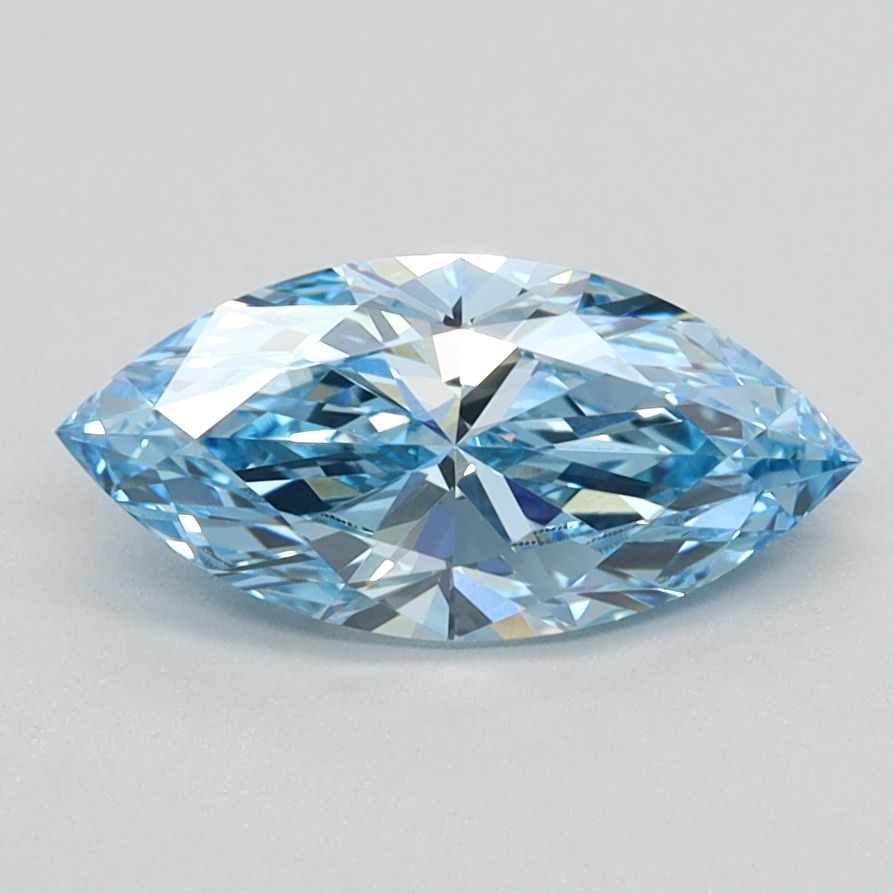 Lab-Grown Marquise Diamond - 0.89 Carats, Fancy Vivid Blue Color, VVS2 Clarity - Certified by IGI - Report Number: LG626424625