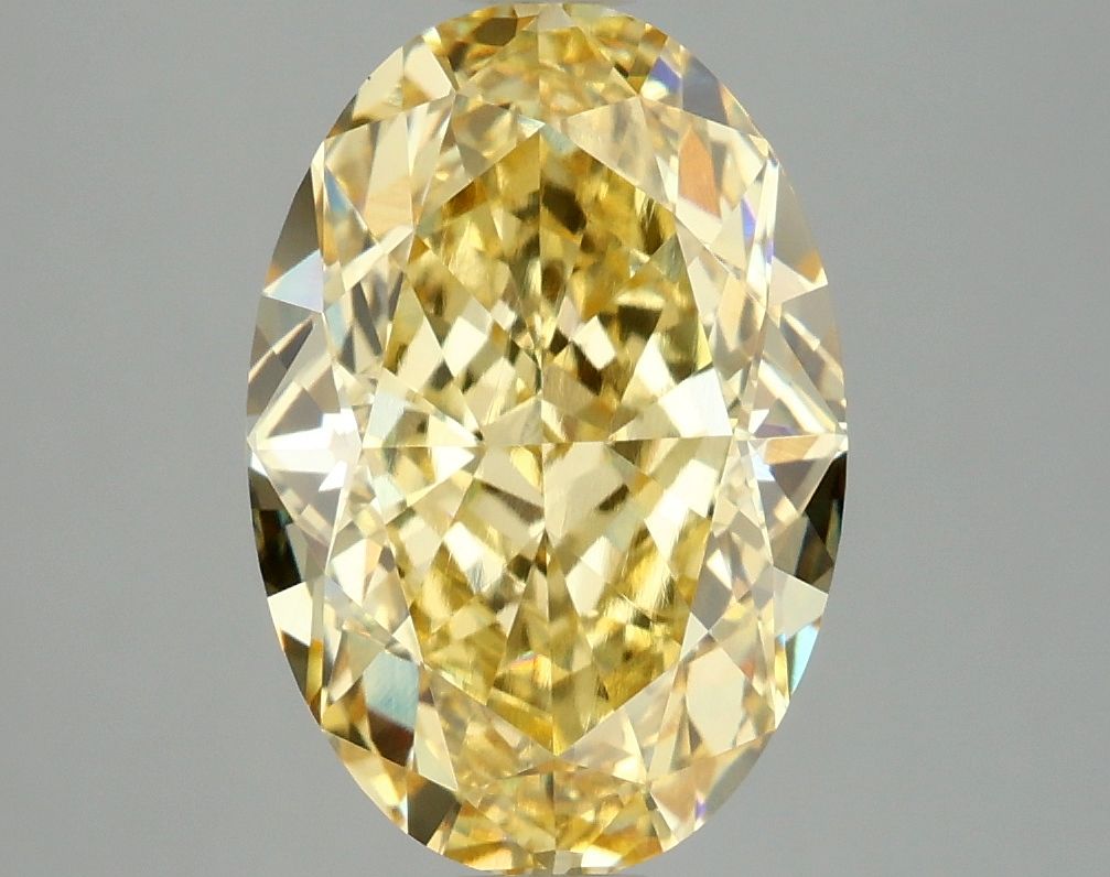 Lab-Grown Oval Diamond - 4.09 Carats, Fancy Vivid Yellow Color, VVS2 Clarity - Certified by IGI - Report Number: LG678527737