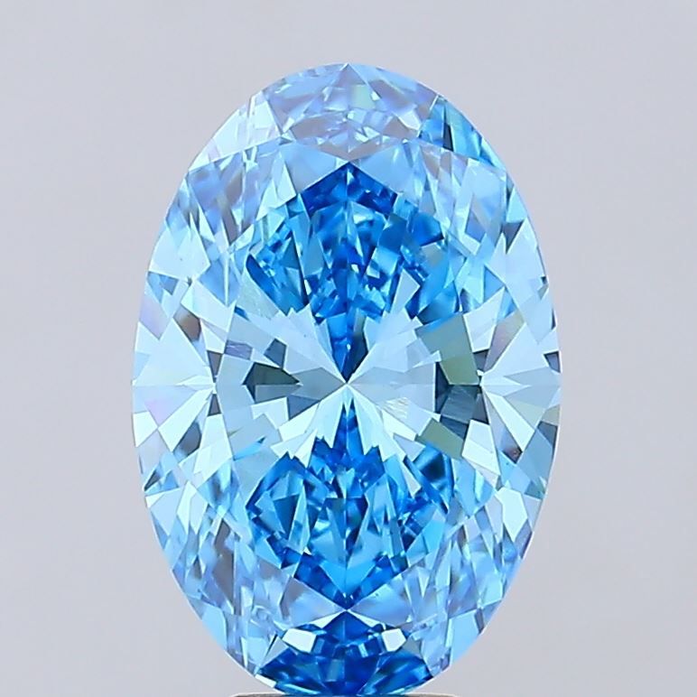 Lab-Grown Oval Diamond - 7.11 Carats, Fancy Vivid Blue Color, VS1 Clarity - Certified by IGI - Report Number: LG660446913