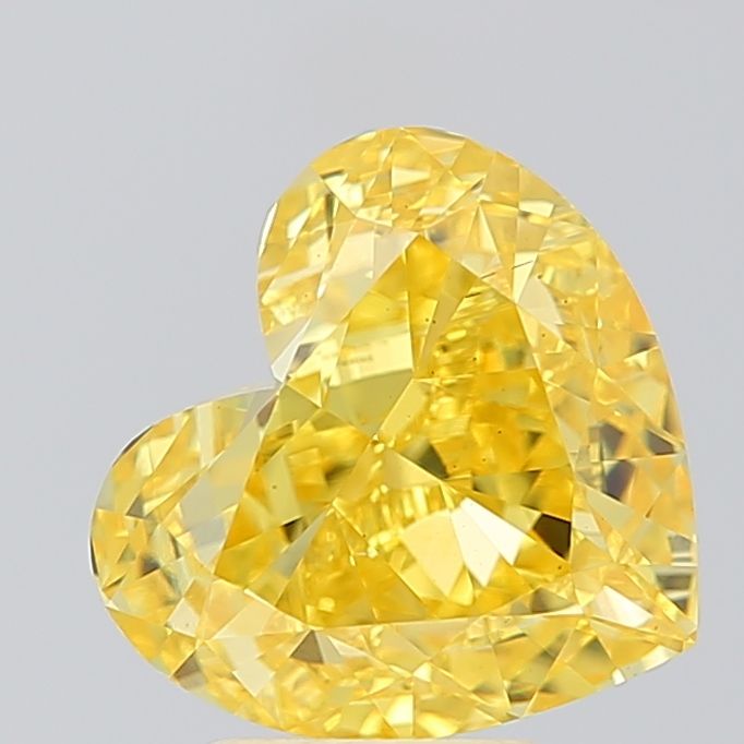 Lab-Grown Heart Diamond - 4.09 Carats, Fancy Vivid Yellow Color, VS2 Clarity - Certified by IGI - Report Number: LG671418145