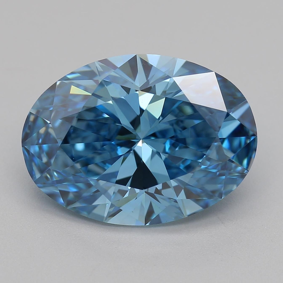 Lab-Grown Oval Diamond - 3.47 Carats, Fancy Vivid Blue Color, VVS2 Clarity - Certified by IGI - Report Number: LG563238679