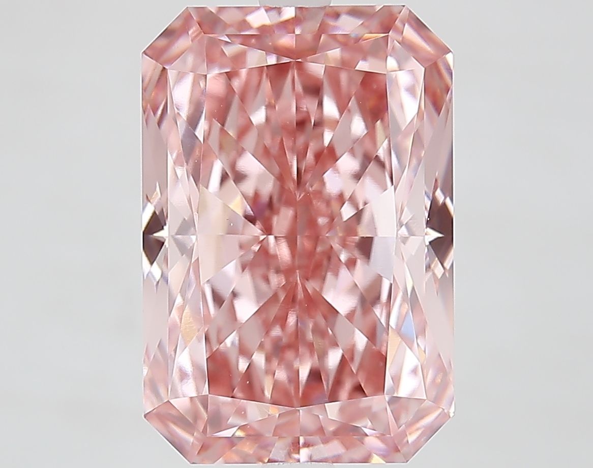 Lab-Grown Radiant Diamond - 7.34 Carats, Fancy Vivid Pink Color, VS1 Clarity - Certified by IGI - Report Number: LG681516442