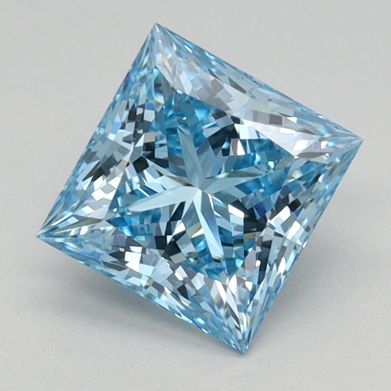 Lab-Grown Princess Diamond - 1.24 Carats, Fancy Vivid Blue Color, VVS2 Clarity - Certified by IGI - Report Number: LG613350705