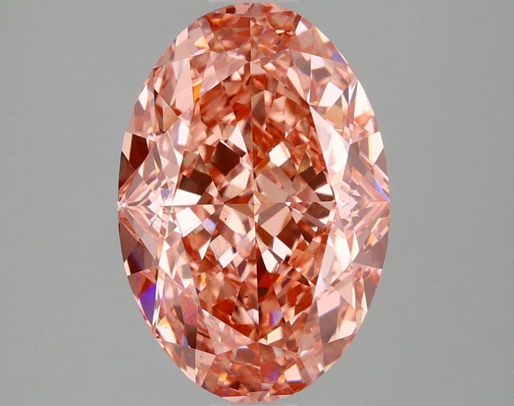 Lab-Grown Oval Diamond - 4.05 Carats, Fancy Vivid Pink Color, VS1 Clarity - Certified by IGI - Report Number: LG667437883